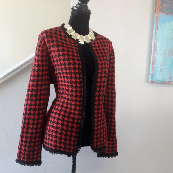 Noviveavix Jackets & Blazers - Noviveavix/Red/Black/ Houndstooth/ Wool Blazer